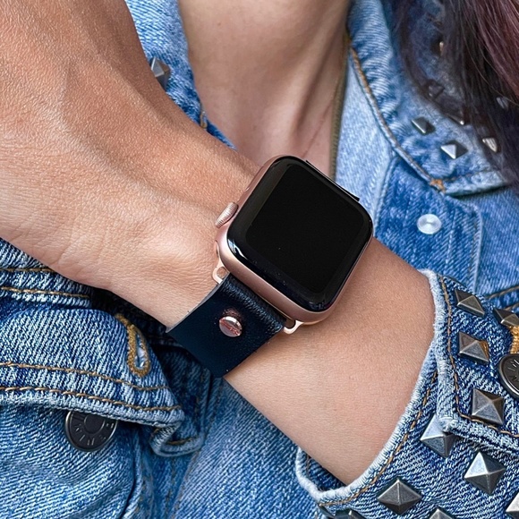 18mm Black Vegan Leather Strap Apple iWatch Band main image 7